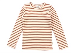 Petit Piao t-shirt copper brown/tapioka stripes